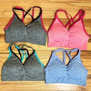 4 Women Cross-back Sport Bras For Yoga Workout Fitness Size L